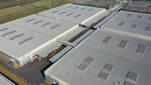 Factory building in city