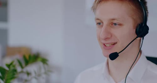 Man Wearing Headset Talking
