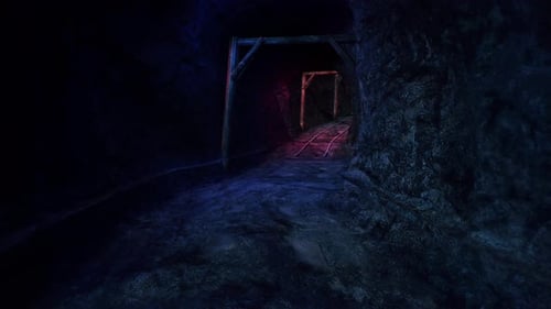 Punto de vista de realidad virtual de túnel abandonado