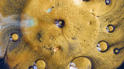 Golden and Blue Viscous Liquid with Bubbles