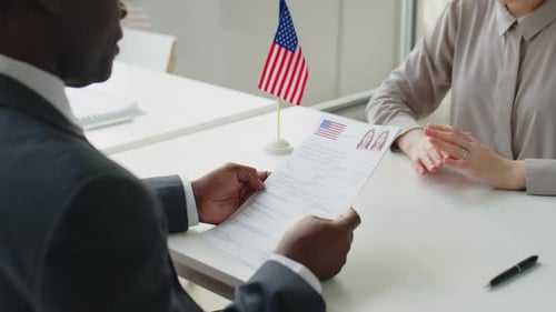 Female Visa Applicant Having Interview in U.S. Embassy