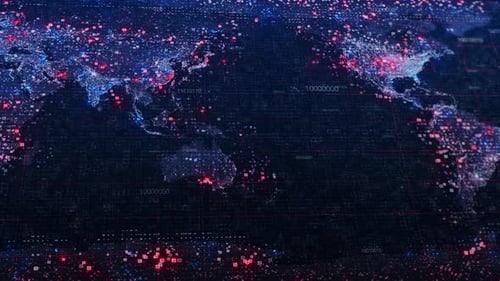 Futuristic Digital World Map Network Technology Background