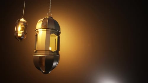 Background Of Ramadan Lantern With Islamic Engraving, Particle