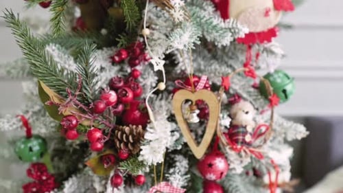 Christmas Tree Decorated With Baubles And Ornaments