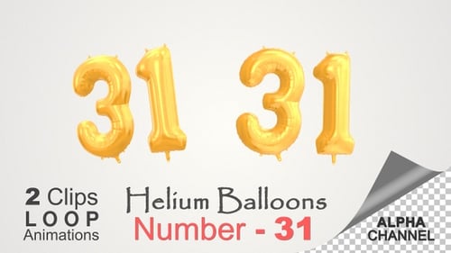 Floating Gold Foil Number 31 Balloons Loop Animation