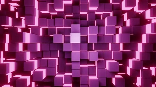 Purple Cubes Background With Pink Neon Light Vj Loop 4K