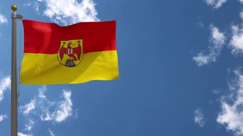 Opole Voivodeship Flag Waving Against Blue Sky