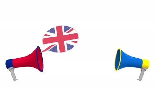 Flags of Ukraine and the United Kingdom on Speech Balloons
