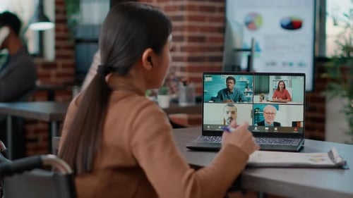 Company Employee Using Online Videocall Conference