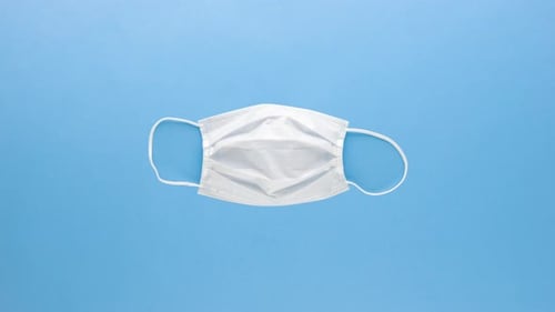 Medical and Sanitary Supplies on a Light Blue Background