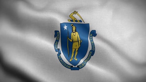 Massachusetts State Flag Waving Seamless Loop