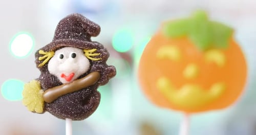 Halloween Candies Featuring Witch and Pumpkin