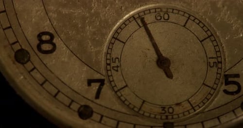Vintage Clock Ticking in Golden Light, Close Up