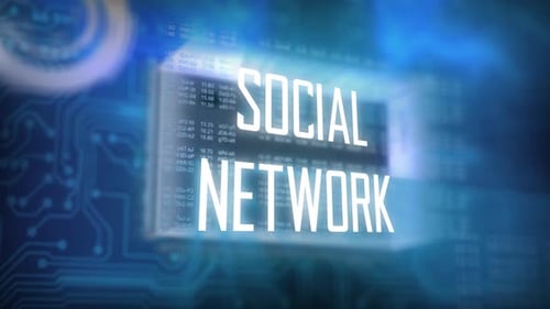 Glowing Futuristic Social Network Data Technology Title