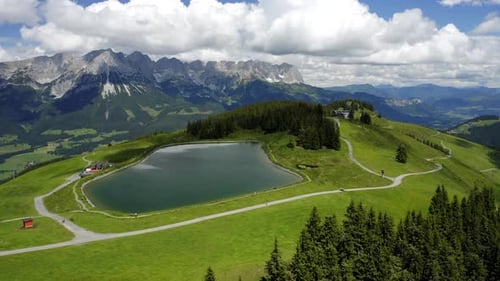 Mountain Lake Near Ellmau Wilderkaiser Mountains in Background Austria