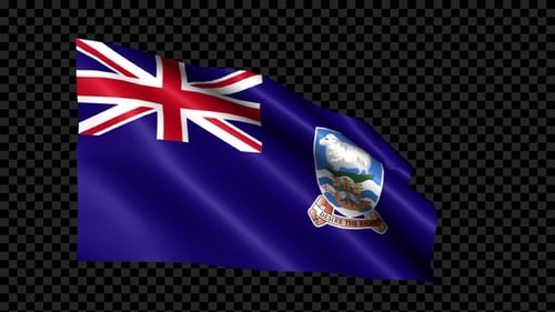 Falkland Islands Flag Waving Loop Animation