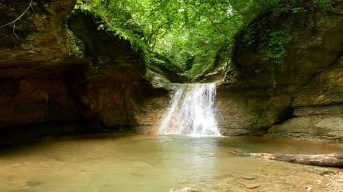 Small waterfall in forest