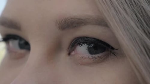 Woman's Eyes With Eyeliner in Extreme Close Up