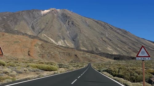 POV Car Travelling To Teide Volcano, Tenerife