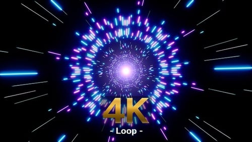 Abstract Neon Light Tunnel Loop Background