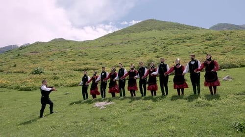 Group Performs Traditional Folk Dance in Green Mountains