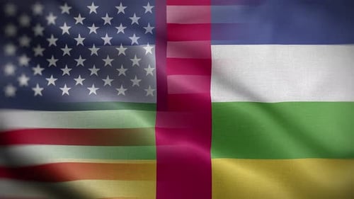 United States and Central African Republic Flags Waving Seamless Loop