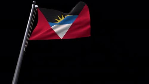 Realistic Waving Flag of Antigua and Barbuda
