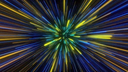 Futuristic Hyperspace Warp Speed Travel Through Neon Lines