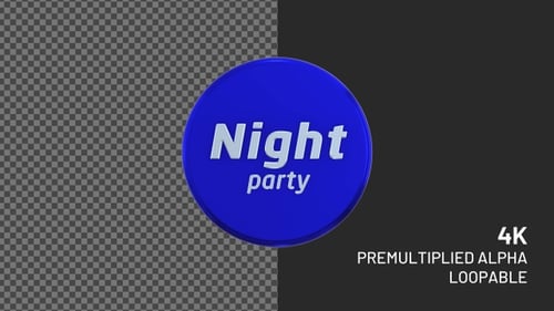 Night Party Rotating Loopable Badge with Alpha Channel 4K