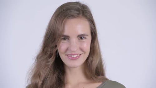 Smiling Woman With Wavy Hair Close Up