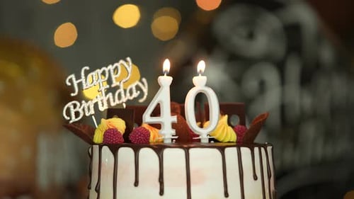 Decorated Birthday Cake with Candles for Celebration