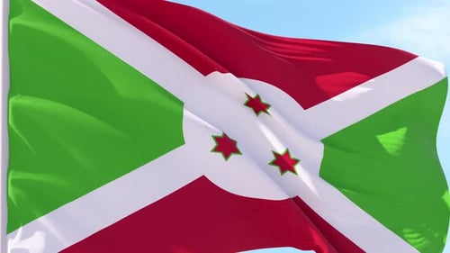 Burundi National Flag Waving in Realistic Slow Motion