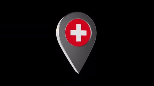 Modern 3D Rotating Map Pin with Medical Cross