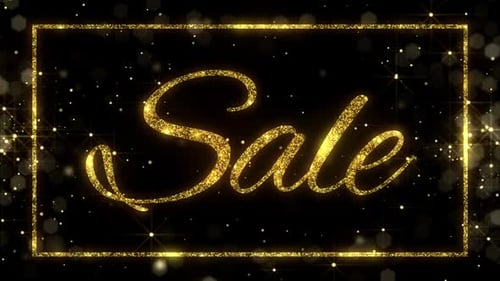 Golden Glitter Sale Text Animation with Sparkling Frame