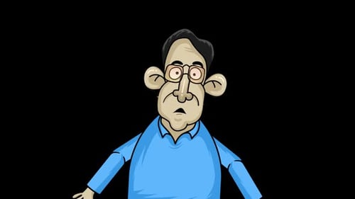 Cartoon Man Talking and Gesturing Animated Character