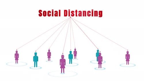 Social Distancing Infographic with Animated People and Connection Lines
