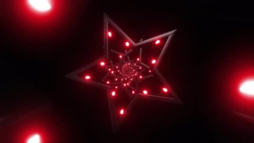 Animated Geometric Tunnel of Glowing Red Stars