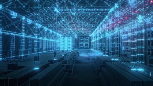 Digital Automated Warehouse Hud Hologram Scanning Inside Boxes And Industrial Elements Hd