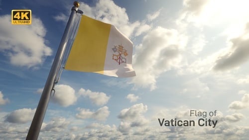 Vatican City Flag Waving Against Blue Sky