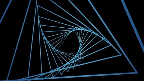 Abstract Blue Geometric Triangle Tunnel Rotating Seamless Loop