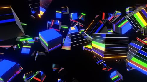 Fondo abstracto VJ Loop con formas de neón errantes