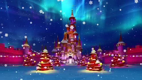 Northern Lights Over A Fantastic Castle