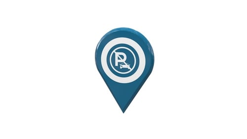 Map Location Pin With No Parking Icon Blue V15