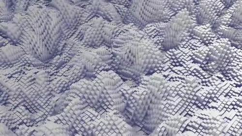 Dynamic Abstract White Cubes Morphing Geometric Landscape Animation