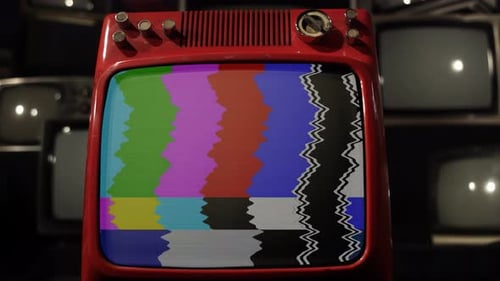 Vintage Television Displaying a Test Screen