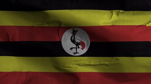 Uganda Flag Waving Animation with Realistic Fabric Texture