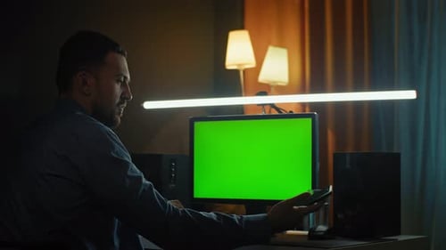The Young Male Working at Home Office Hands on Keyboard