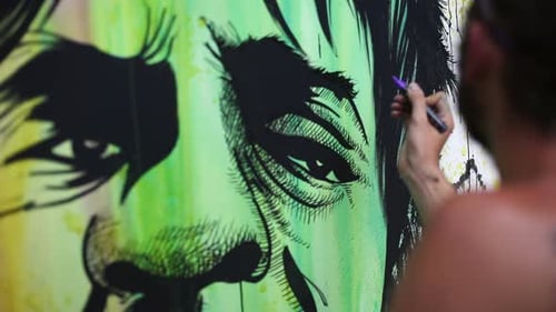 Artist Drawing on a Canvas Portrait