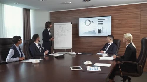Business Presentation in Modern Corporate Office