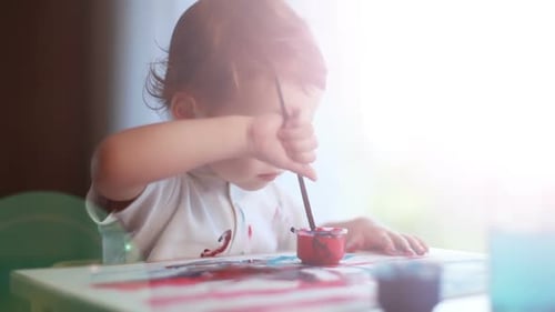 Cute Baby Paint with Gouache